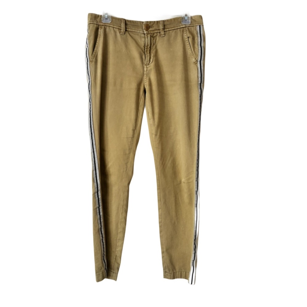 J Crew Chino’s, Sz. 2, Camel Color w/ Silver/Black Stripe Down Leg, Cotton